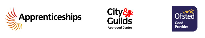 Apprenticeships, City & Guilds and Ofsted logos
